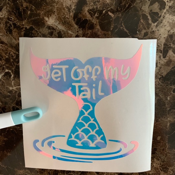 Hologram Get Off My Tail Mermaid Car Sticker Decal - Picture 4 of 6